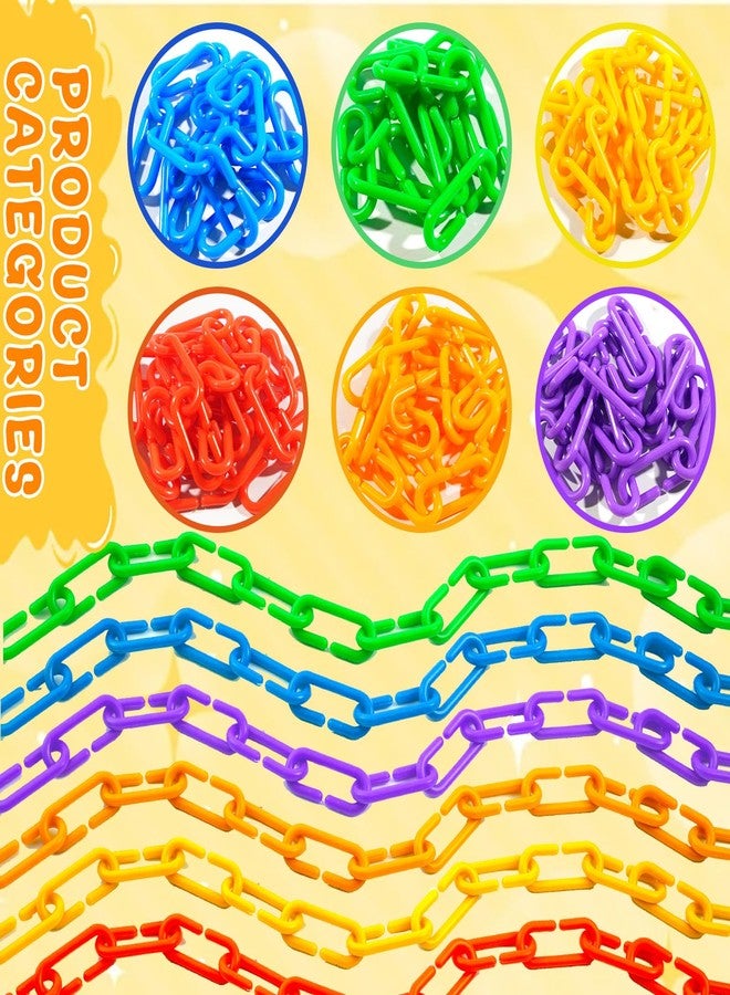 Bbiamsleep 600 Pcs Plastic Chain Links 6 Colors Counting Linking Activity Kit for Fine Motor Color Recognition Counting Sorting Skills - Image 2